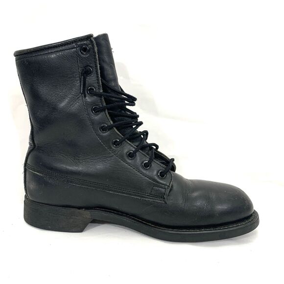 Vntg. Addison Shoe Co. Combat Boots Black Leather  Made In USA Men’s 6.5 Narrow main image 13